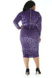 Purple Leopard Mesh Dress (Plus)