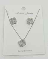 Cutie CZ Clover Earrings + Necklace Set