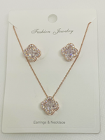 Cutie CZ Clover Earrings + Necklace Set