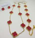 Lucky Red Clover Jewelry Set