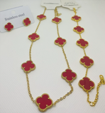 Lucky Red Clover Jewelry Set