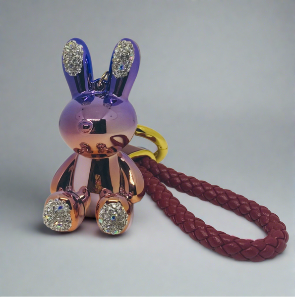 Bunny keychain with crystal accents