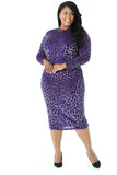 Purple Leopard Mesh Dress (Plus)