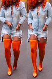 Hi-Low Denim Romper