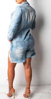 Hi-Low Denim Romper