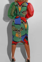 Abstract Mama Puff Dress