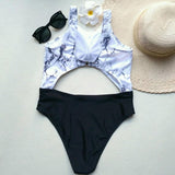 Contrast Marble Swimsuit