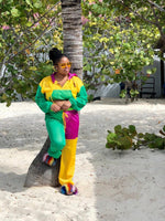 Color Block Mesh Cover Up Set