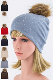Shimmer Pom Pom Knit Hat