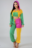 Color Block Mesh Cover Up Set