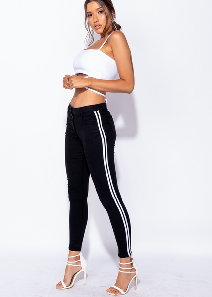 Side stripe jeggings sales