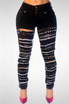 Black Studded Distressed Jeans