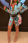 Floral Striped Shirt Dress