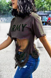Army Girl Cut Up Shirt