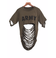 Army Girl Cut Up Shirt