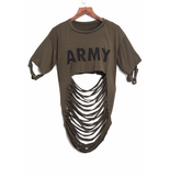 Army Girl Cut Up Shirt