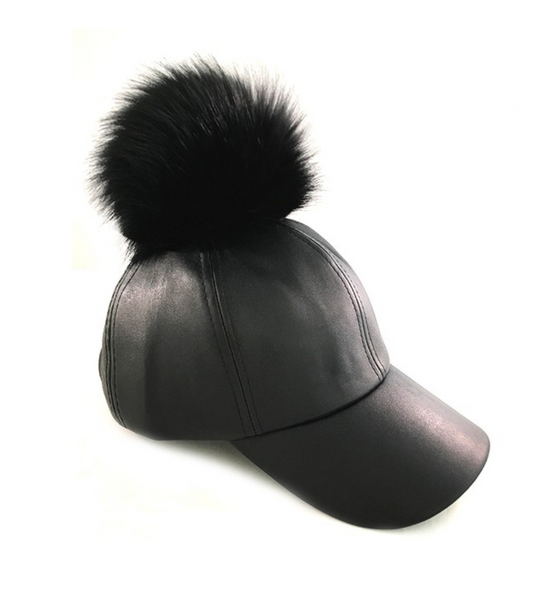 Leather pom hat online